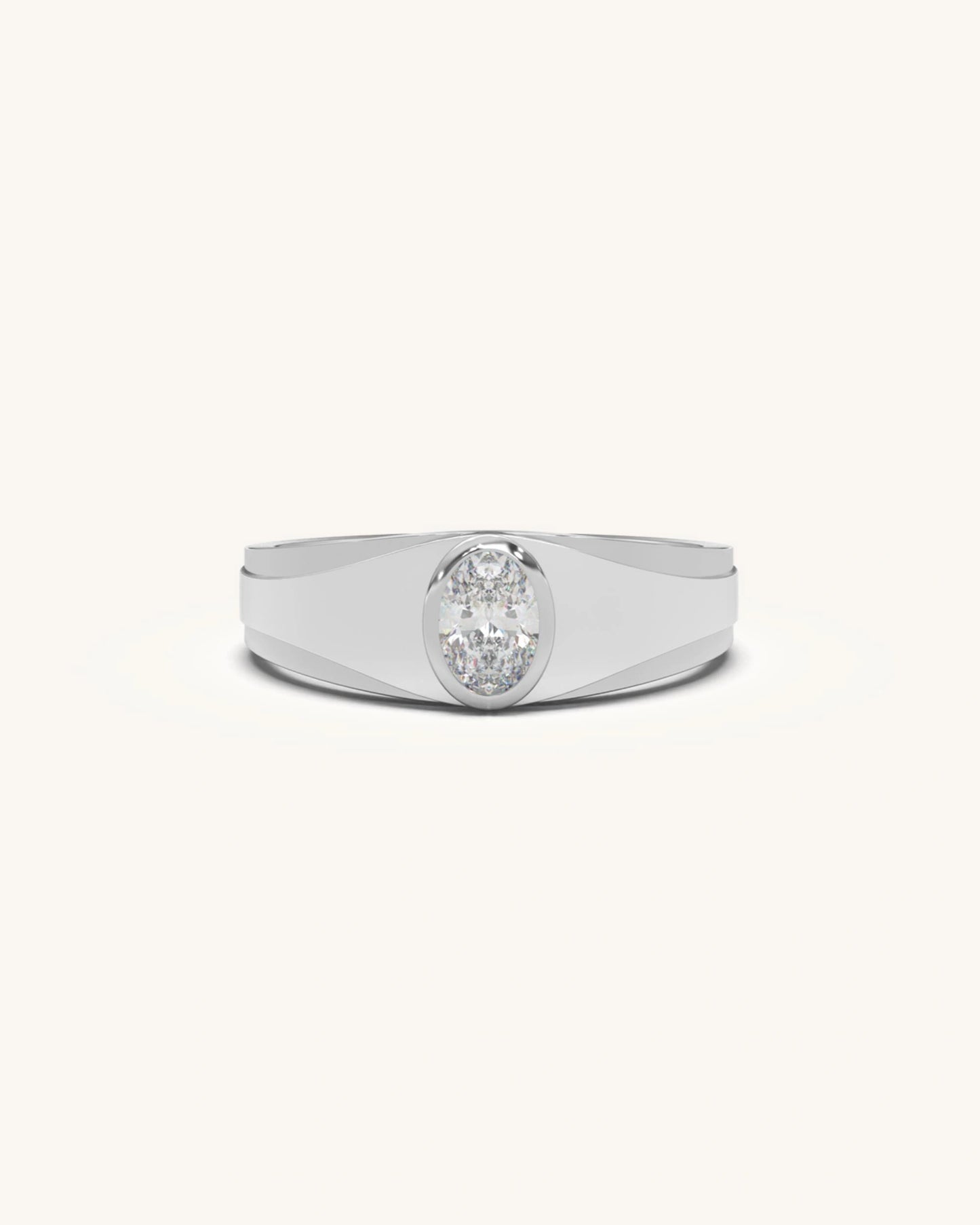Men's oval-cut solitaire band in 18KT gold vermeil - Premium silver ring for men by Shayn.
