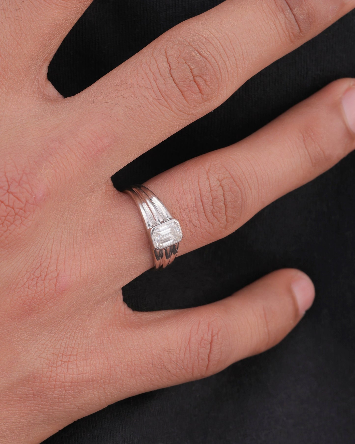 Multi-Band Emerald Solitaire Band