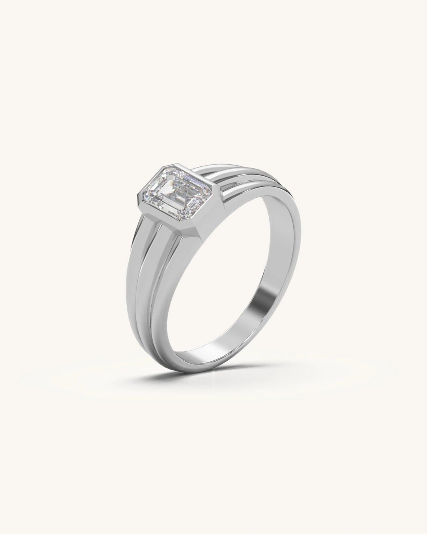Multi-Band Emerald Solitaire Band