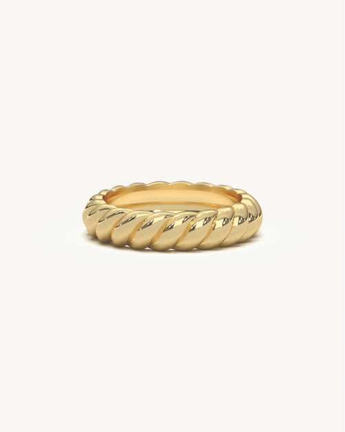 Men’s band rings oversized rope design in 18KT Gold Vermeil finish