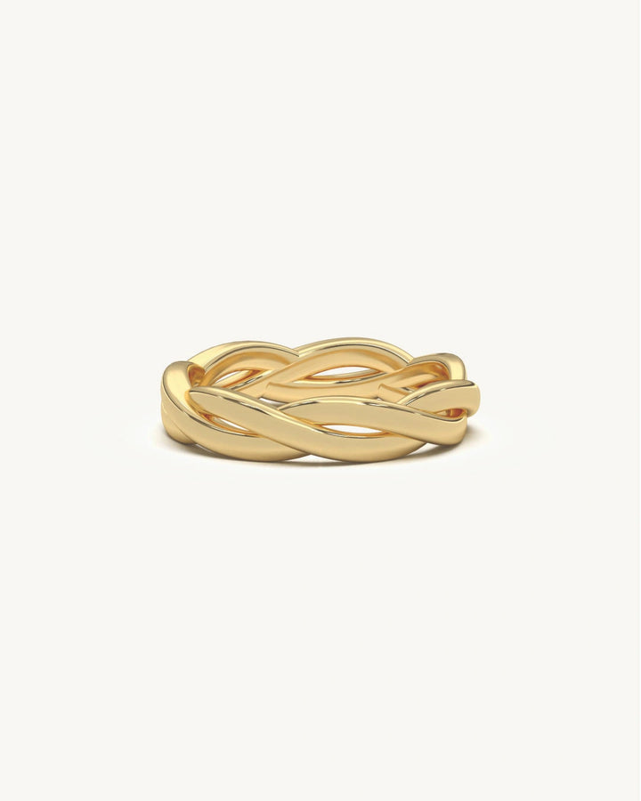 Silver ring design for men with braided open-work band in 18KT Gold Vermeil finish