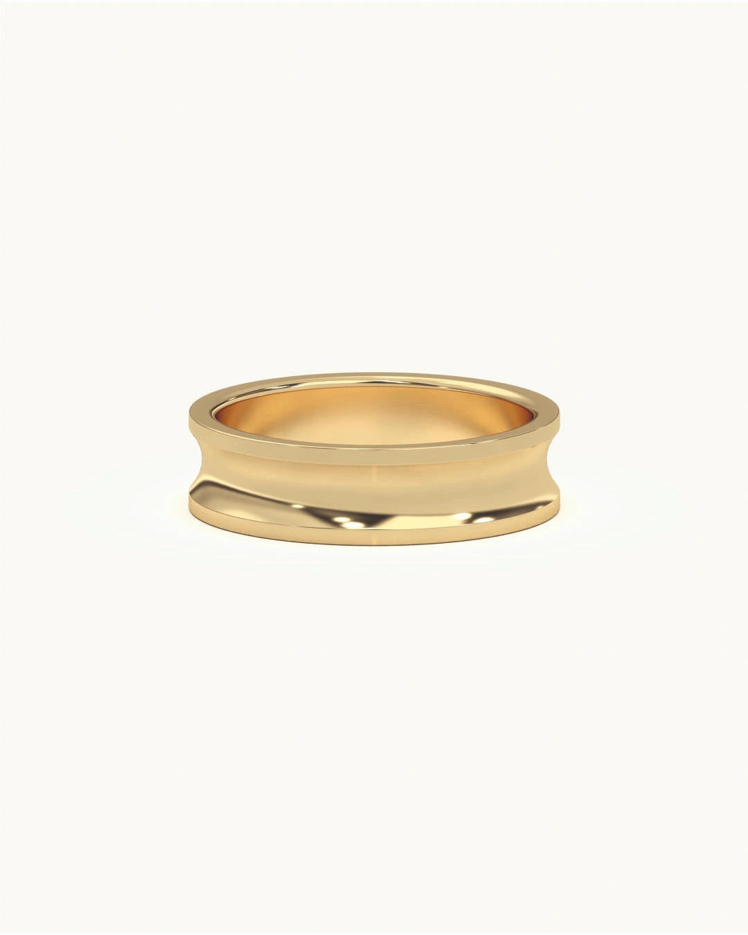 Unique mens rings with curved architectural design in 8KT Gold Vermeil finish