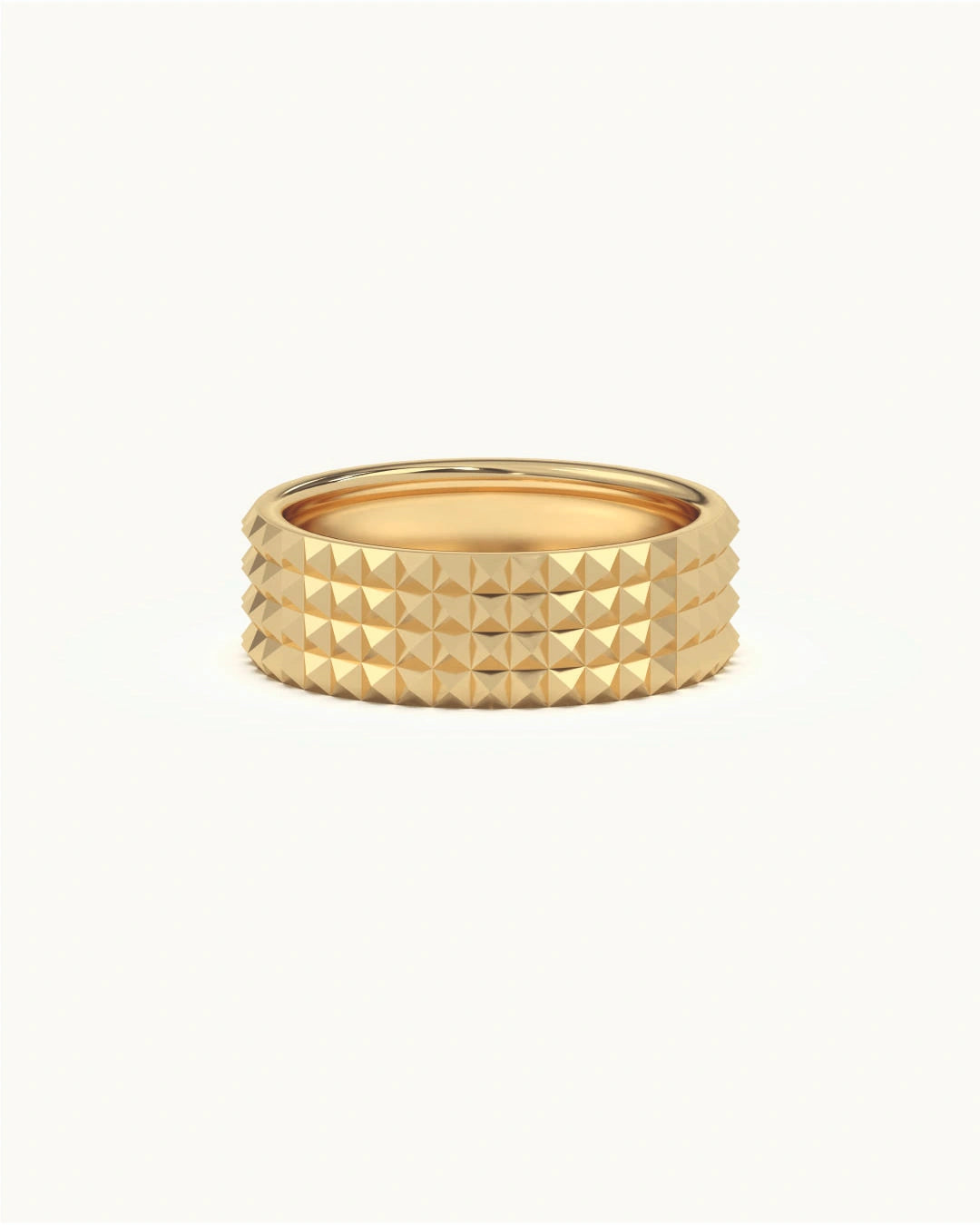 1 gram silver ring price for mens pyramid stud band in 8KT Gold Vermeil finish
