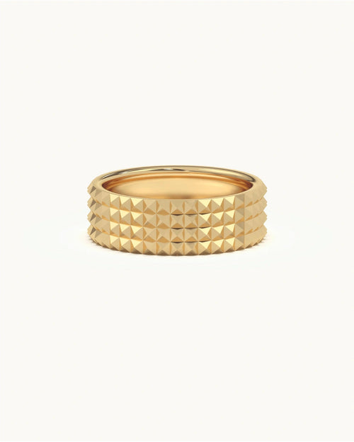 1 gram silver ring price for mens pyramid stud band in 8KT Gold Vermeil finish