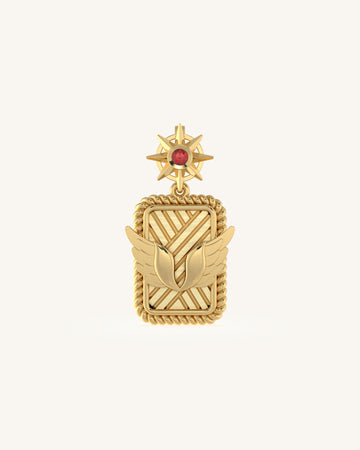 Engraved "Winged Wonder" gold pendant