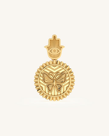 Engraved "Fluttering Elegance" gold Pendant