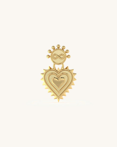 Heart pendant embossed design in 925 Sterling Silver 18KT Gold Vermeil