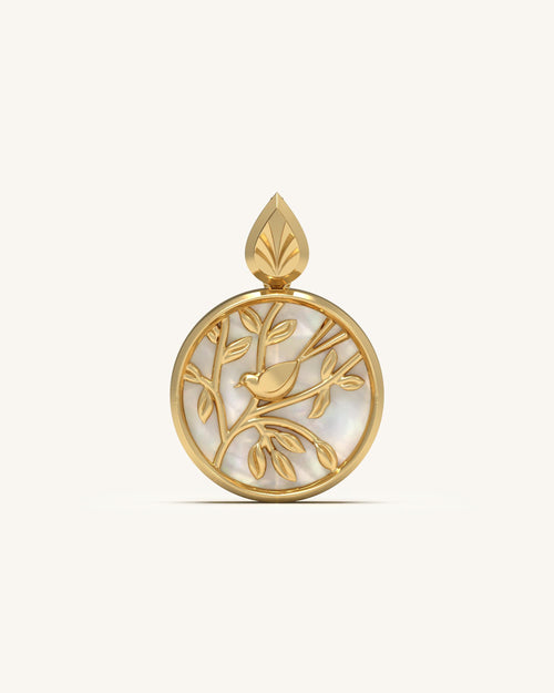 Gold pendant for women with mother of pearl base in 925 Sterling Silver 18KT Gold Vermeil