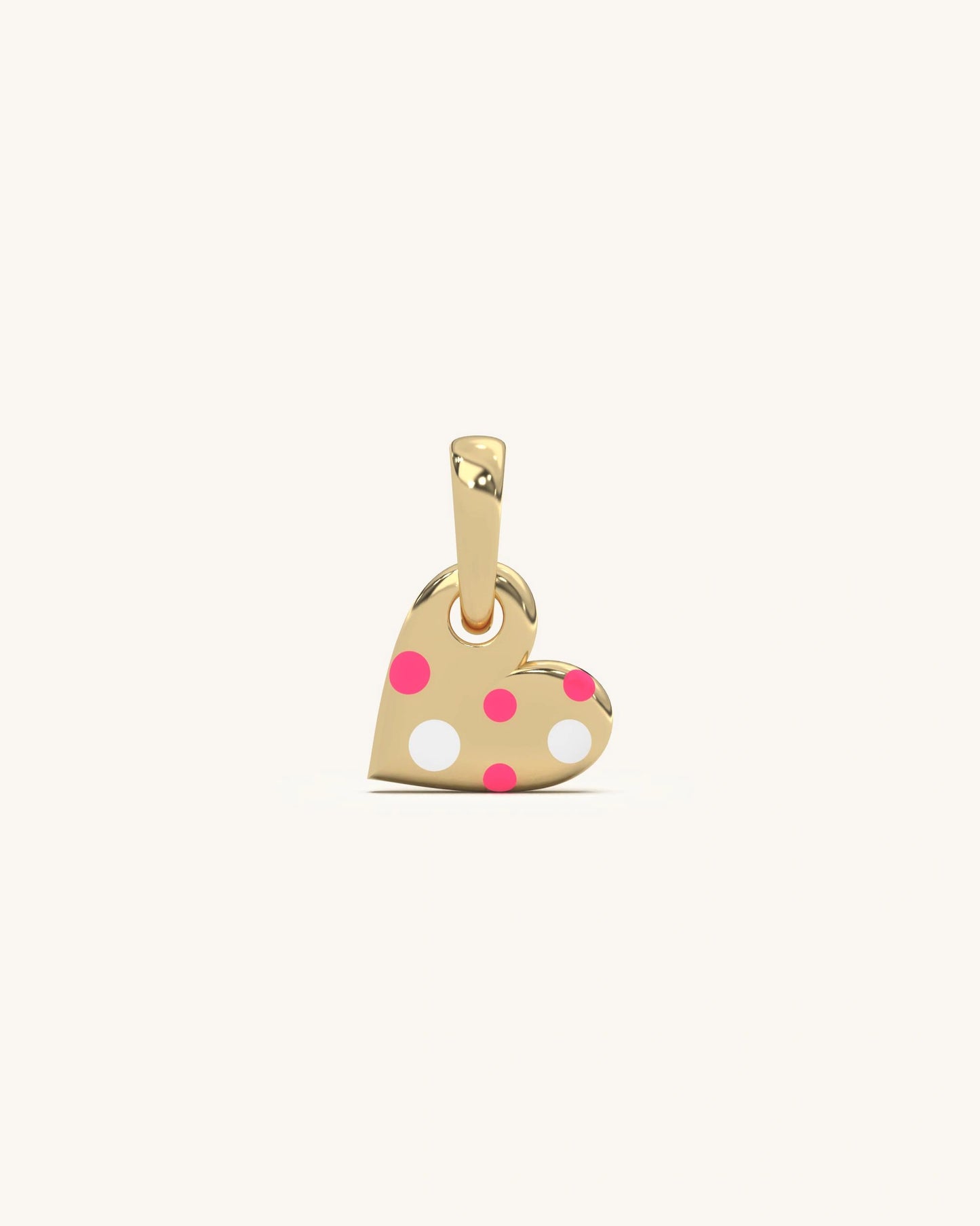 Heart charm pendant with colorful enamel dots