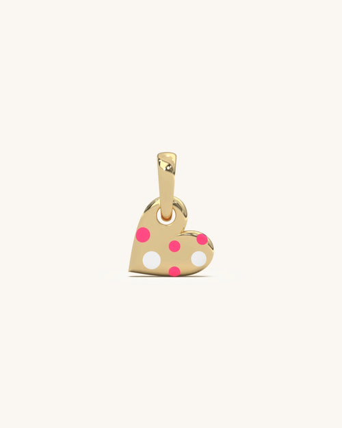 Heart charm pendant with colorful enamel dots