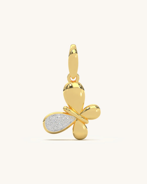 Diamond pendant asymmetrical wing in 925 Sterling Silver 18KT Gold Vermeil