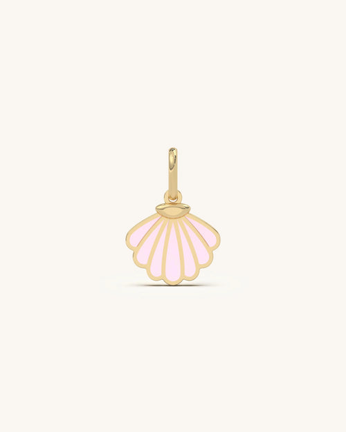 Shell pendant in 925 Sterling Silver 18KT Gold Vermeil with pastel enamel and moissanite