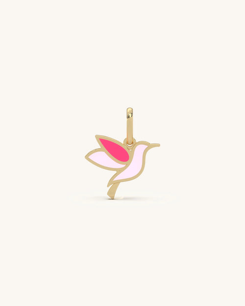 Bird pendant in 925 Sterling Silver 18KT Gold Vermeil with enamel wings