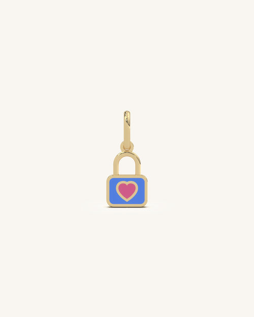 Lock pendant in 925 Sterling Silver 18KT Gold Vermeil with enamel