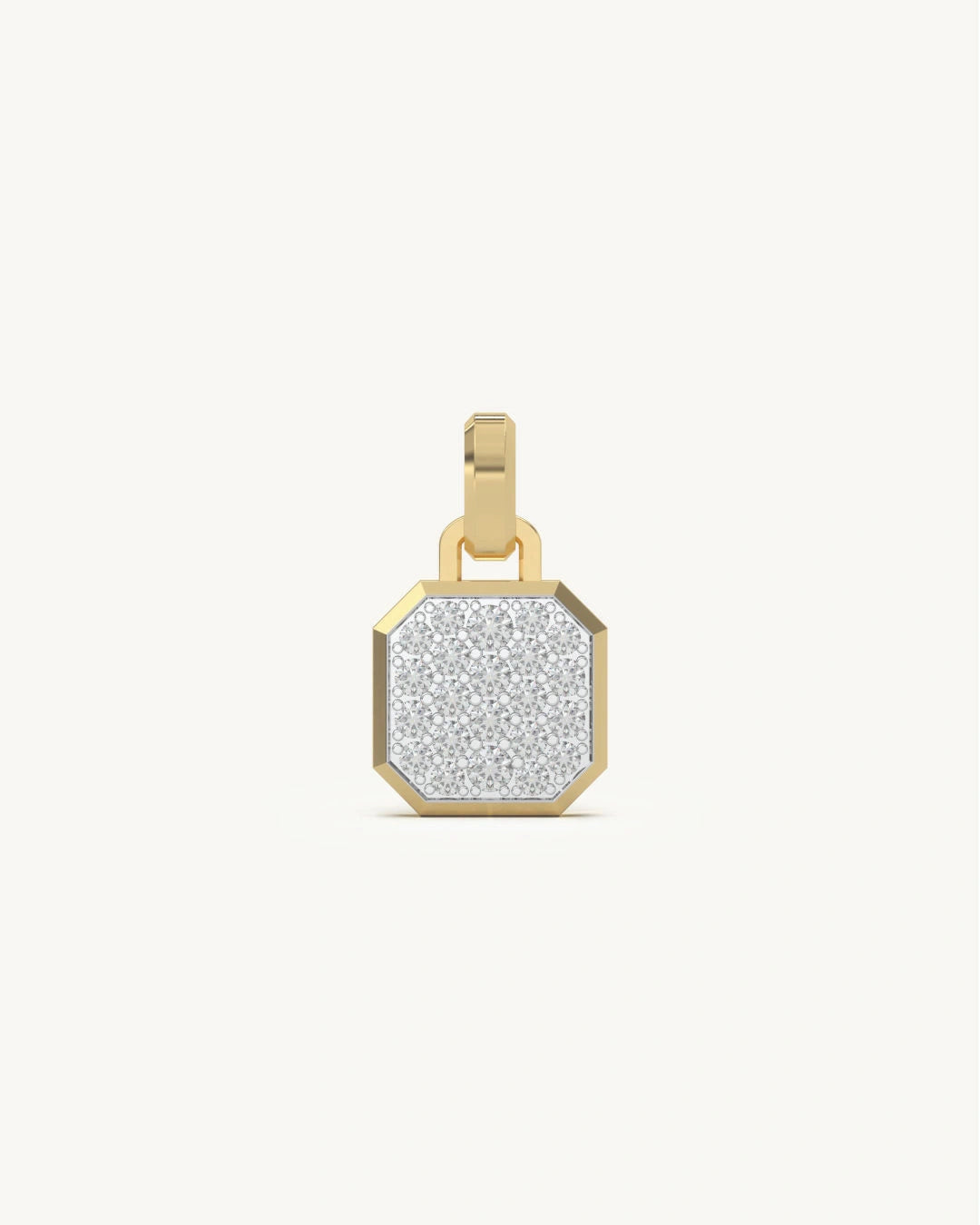 Diamond pendants for women octagonal pave in 925 Sterling Silver 18KT Gold Vermeil