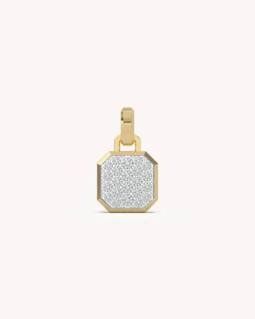 Diamond pendants for women octagonal pave in 925 Sterling Silver 18KT Gold Vermeil
