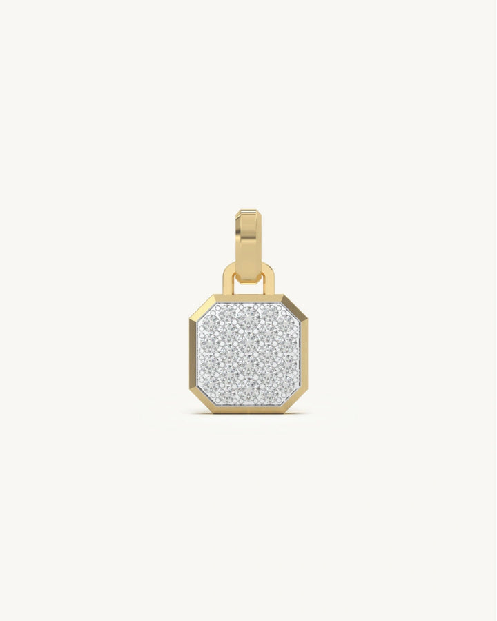 Diamond pendants for women octagonal pave in 925 Sterling Silver 18KT Gold Vermeil