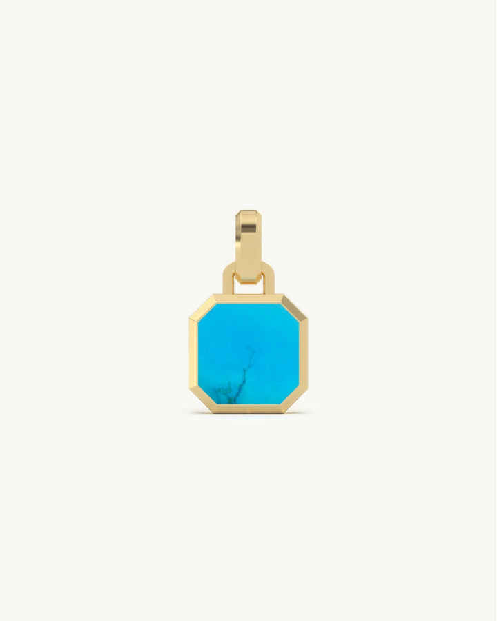Pendants for women turquoise octagonal in 925 Sterling Silver 18KT Gold Vermeil