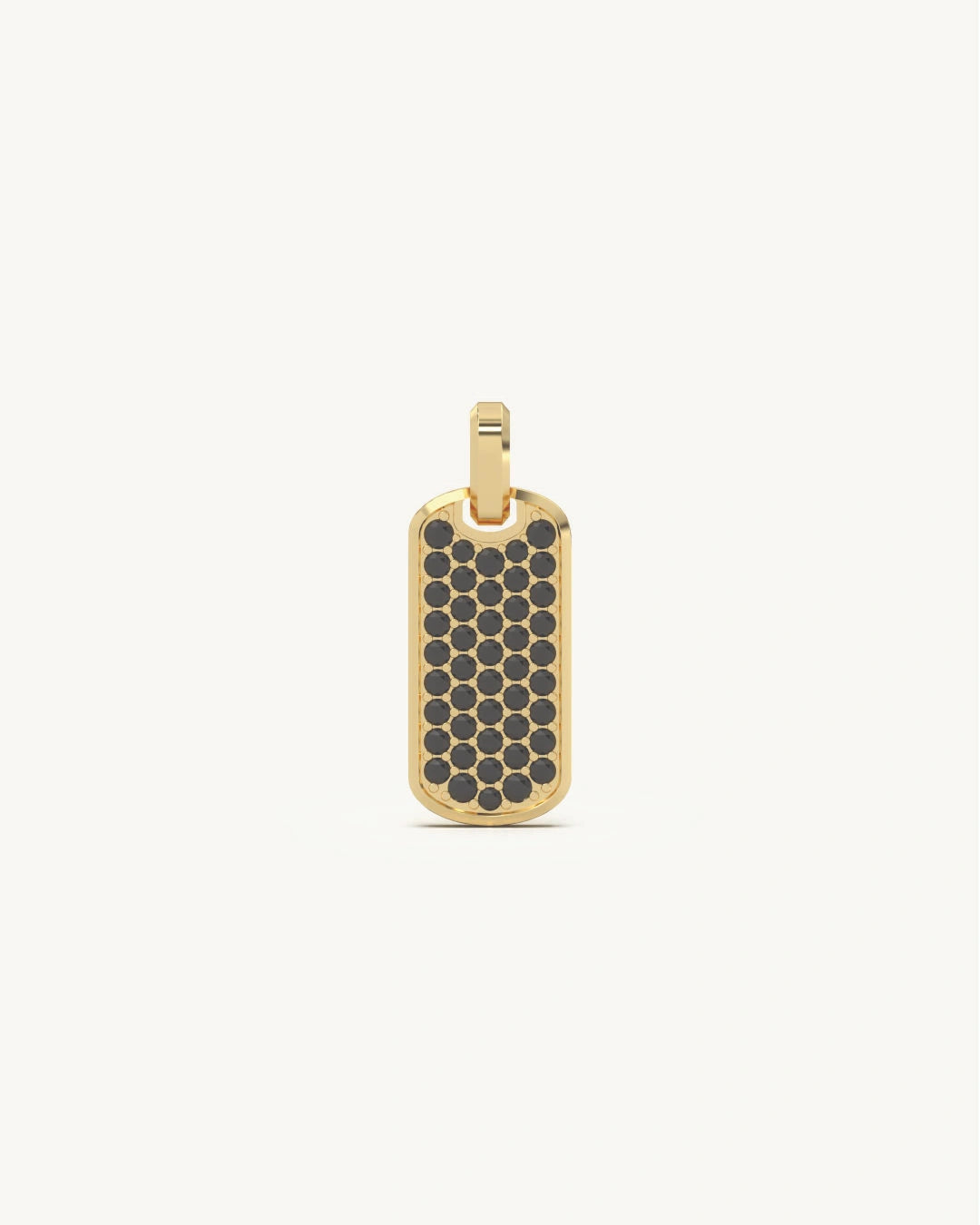 Black pendant necklace iced out dog tag with gold border