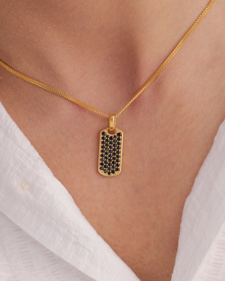 Black Mossanite Tag Pendant