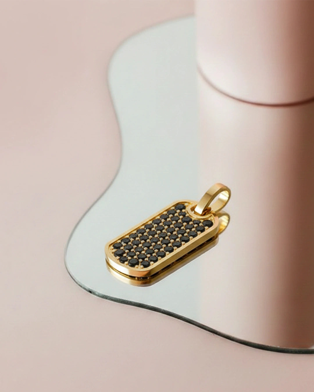 Black Mossanite Tag Pendant