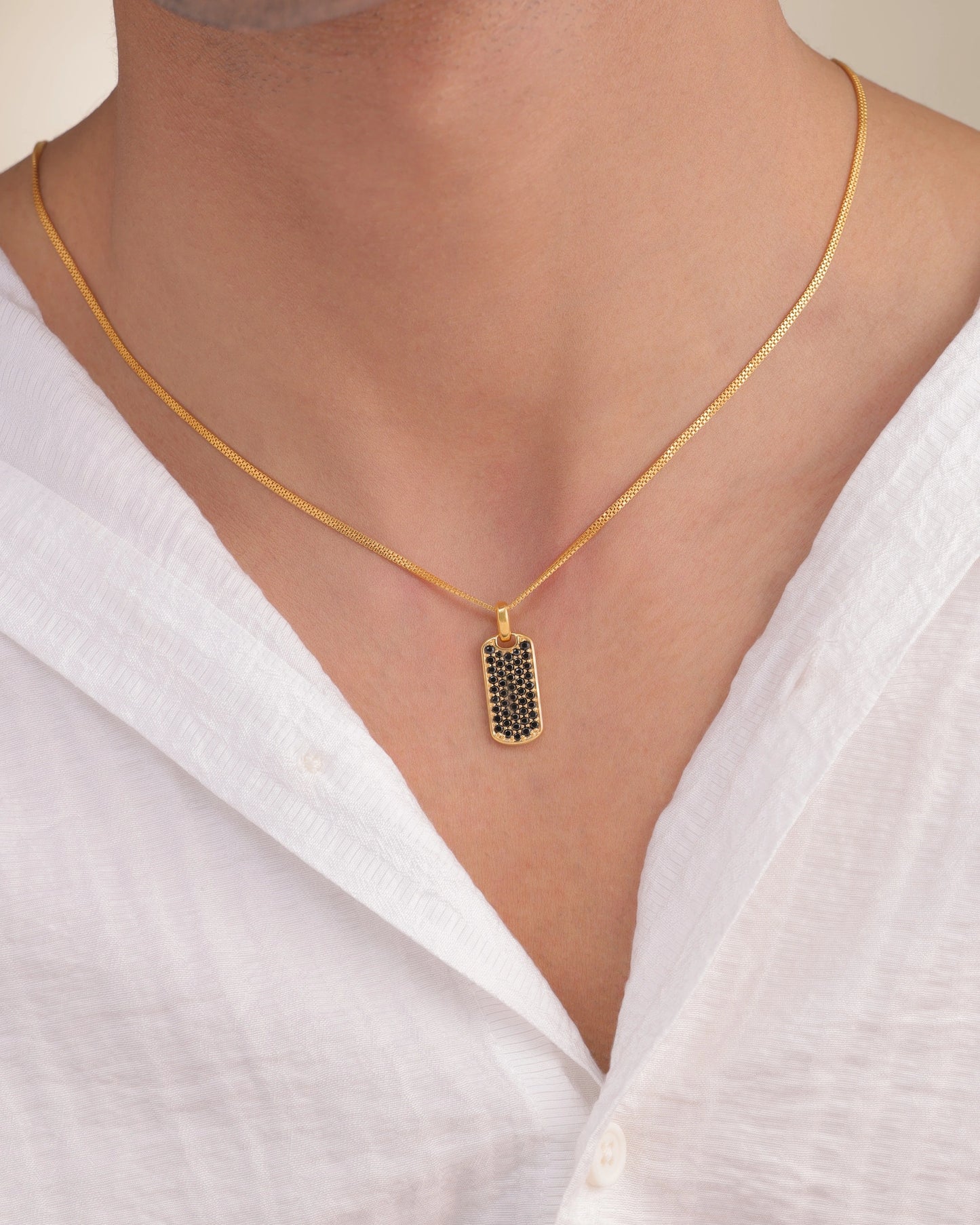 Black Mossanite Tag Pendant