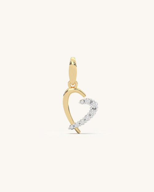 Heart shaped diamond pendant in 925 Sterling Silver 18KT Gold Vermeil with moissanite