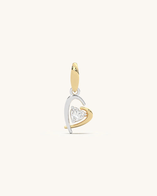 Moonstone pendant dual tone 925 Sterling Silver with 18KT Gold and moissanite heart