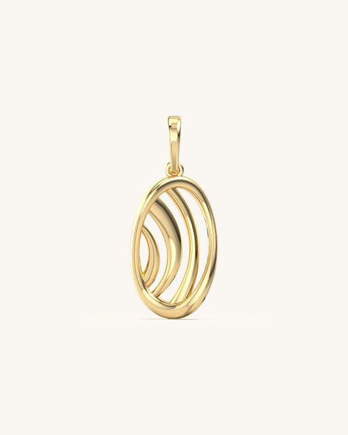 Silver pendant for women fluid design in 925 Sterling Silver 18KT Gold Vermeil