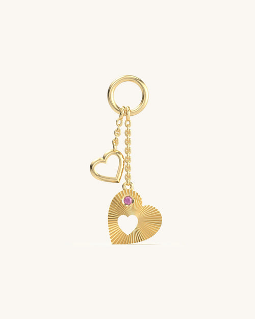 Charm necklace dual charm pink stone in 925 Sterling Silver 18KT Gold Vermeil