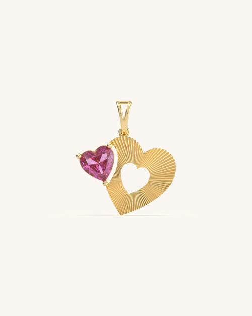 Charm bracelets for girls with pink heart stone in 18KT Gold Vermeil