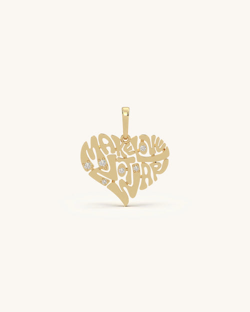 Heart pendant Make Love Not War in 18KT Gold Vermeil