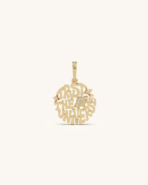 Gold pendant design for female with Trust the Universe motif in 18KT Gold Vermeil
