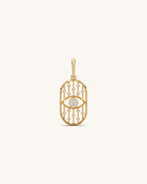 Evil eye pendant gold with diamond center in 925 Sterling Silver 18KT Gold Vermeil