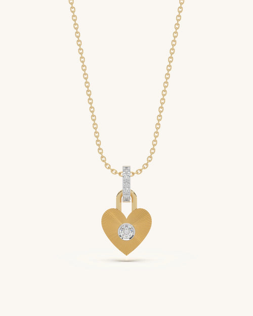 Heart gold pendant necklaces 925 silver 18KT gold vermeil lock charm design