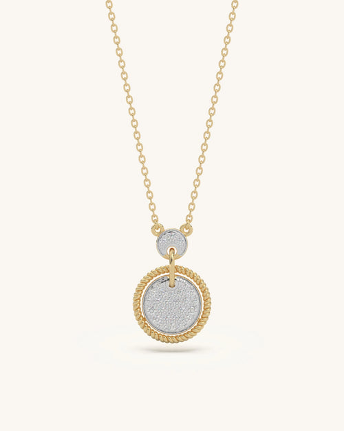 Diamond necklace price 925 silver 18KT gold vermeil layered disc design