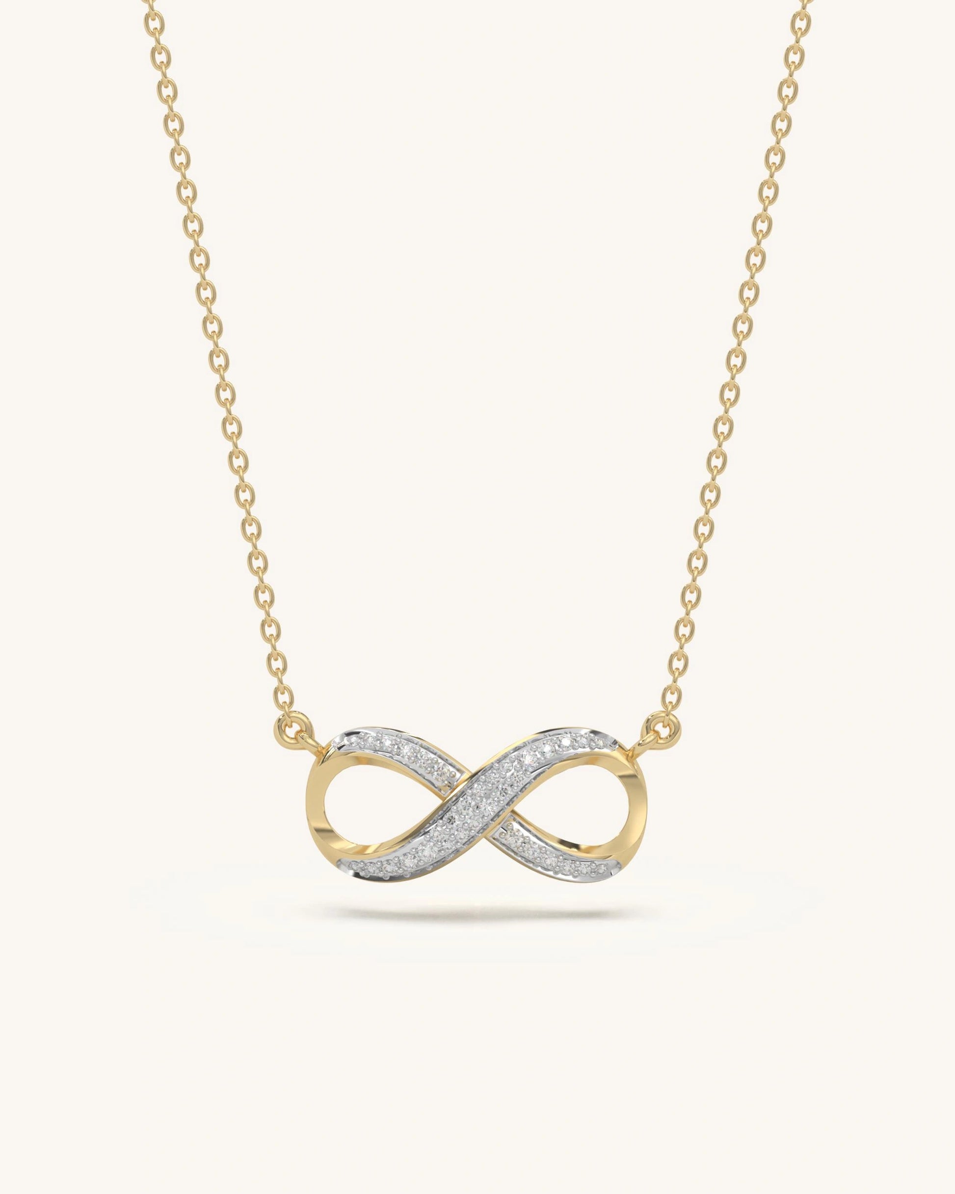 Infinity necklace 925 sterling silver 18KT gold vermeil moissanite design