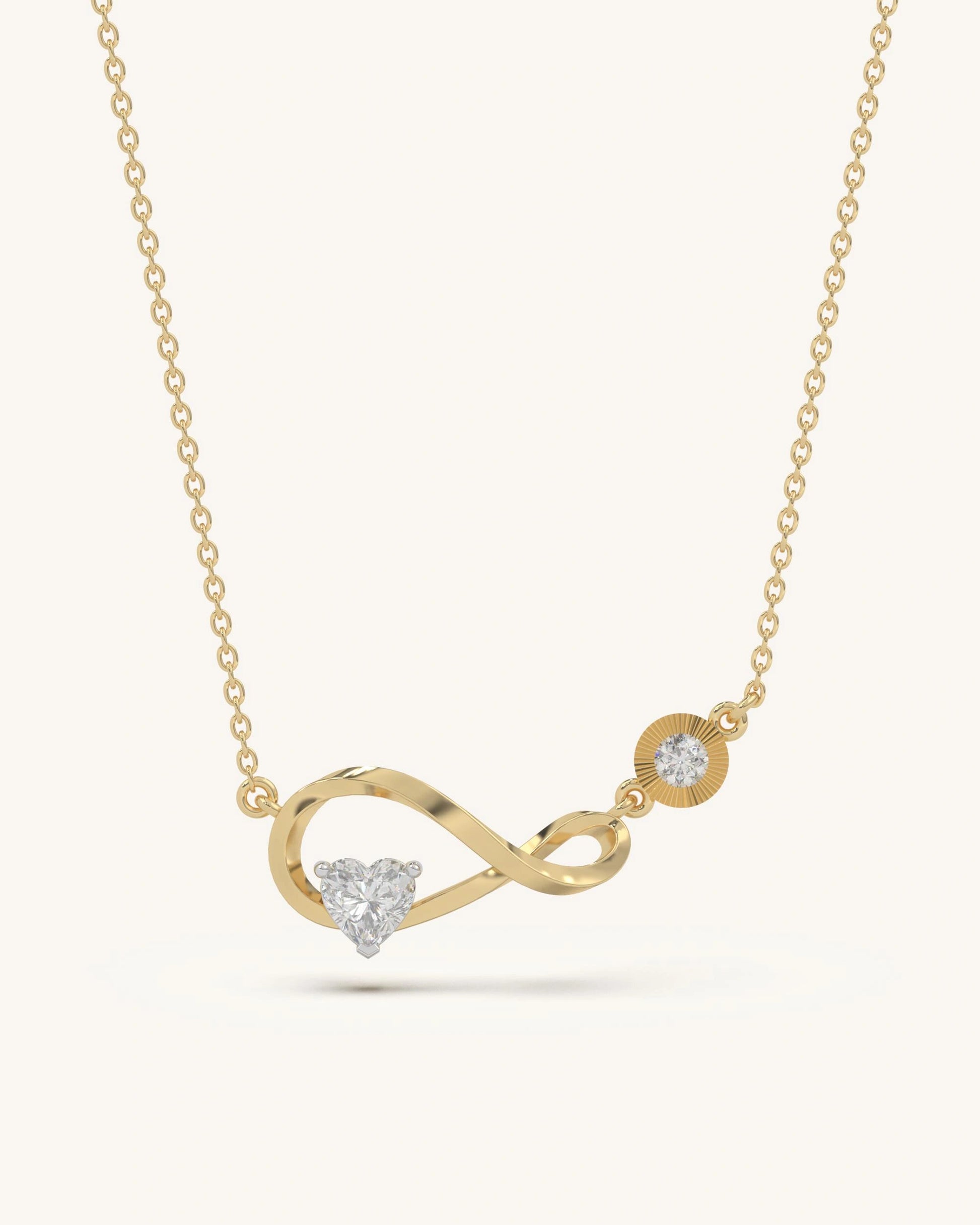 Women’s infinity necklace 925 sterling silver 18KT gold vermeil heart cut design