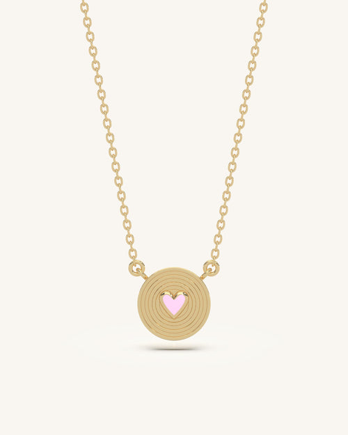 Heart gold pendant necklaces 925 silver 18KT gold vermeil grooved design