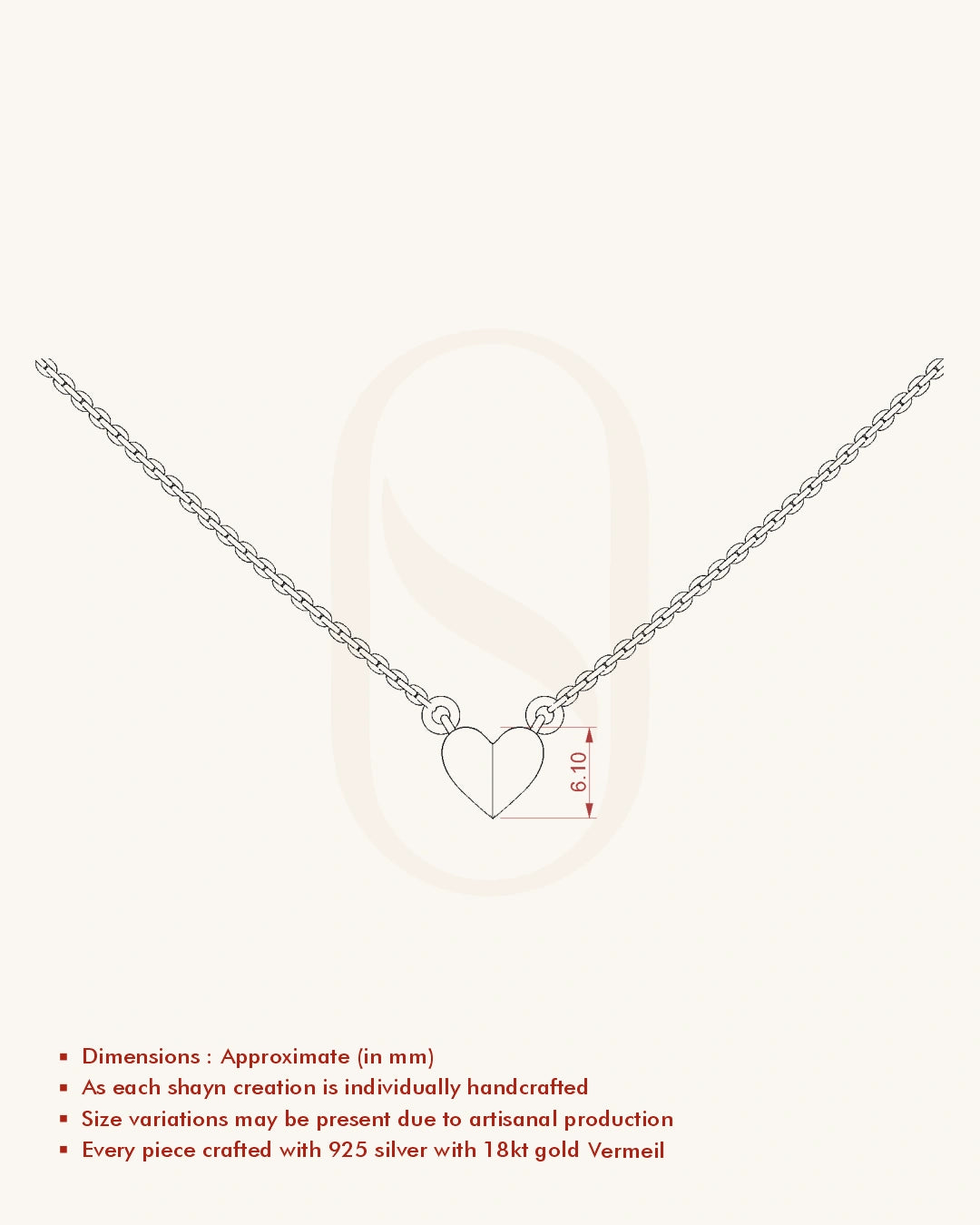 Gold Vermeil  Sterling  Silver Heart Necklace