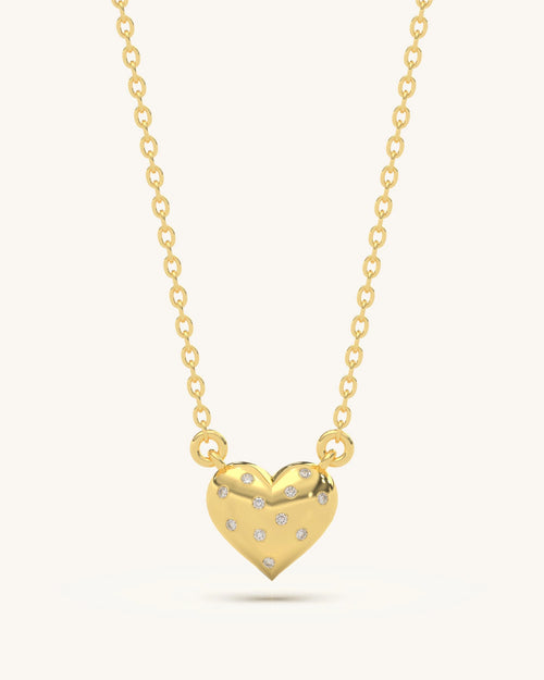 Heart pendant necklace 925 sterling silver 18KT gold vermeil moissanite design