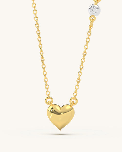 Heart shaped necklace 925 sterling silver 18KT gold vermeil moissanite design