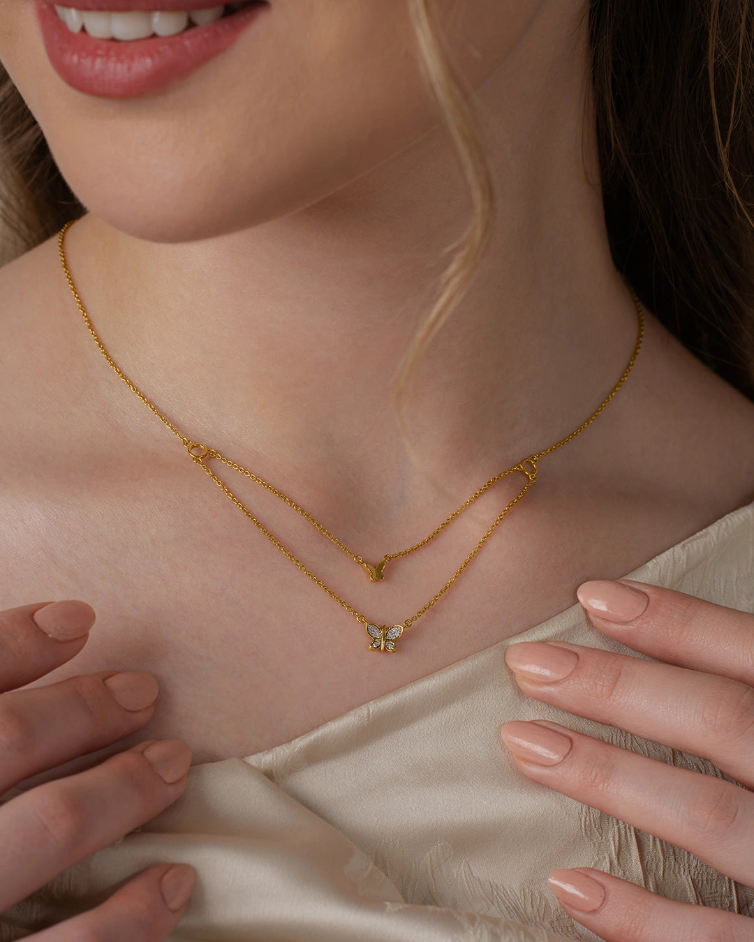 2 Layer Butterfly Necklace