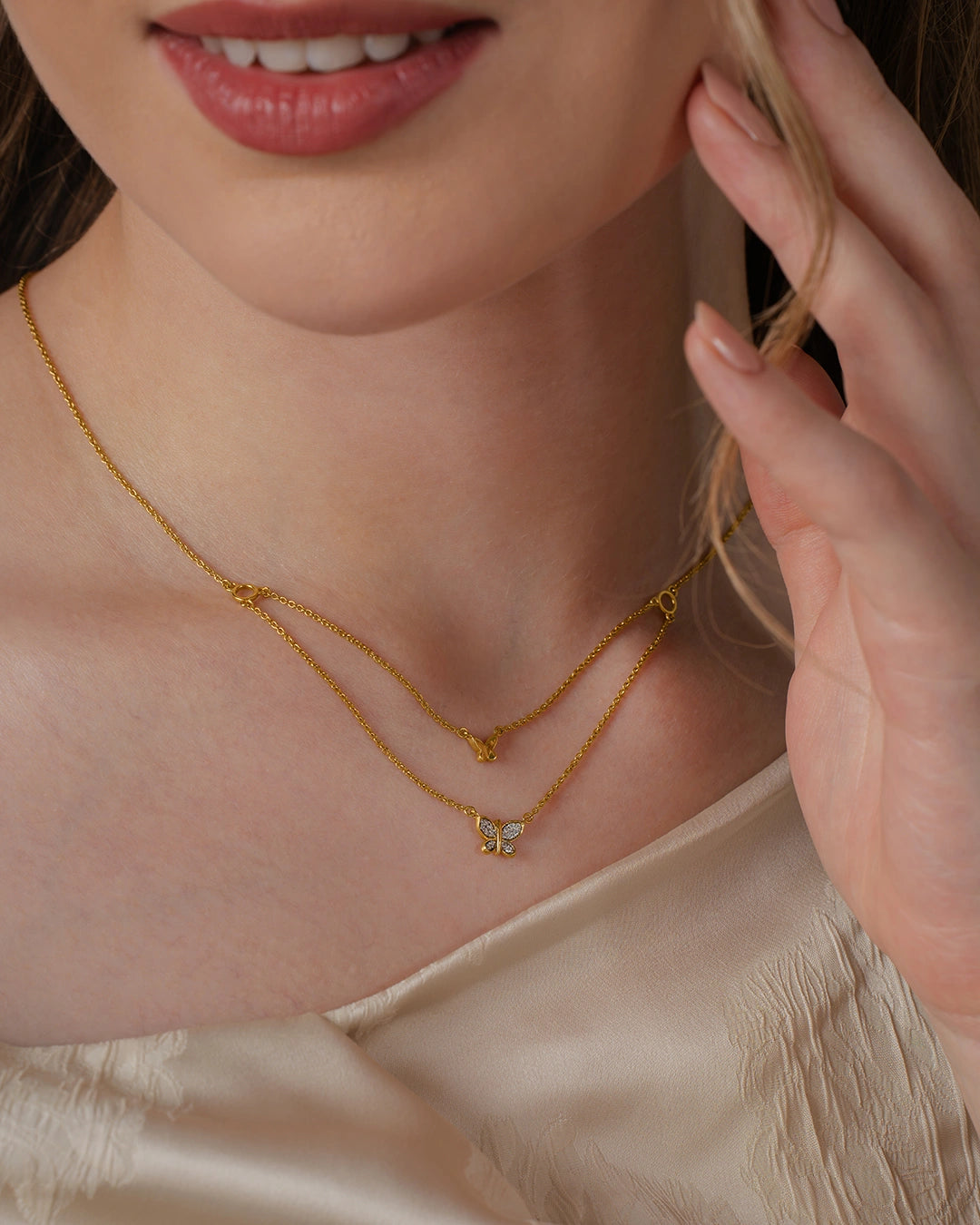 2 Layer Butterfly Necklace