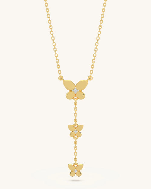 Butterfly necklace 925 sterling silver 18KT gold vermeil moissanite wing design