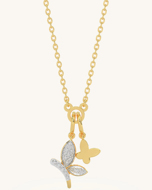 Butterfly necklace 925 sterling silver 18KT gold vermeil moissanite design