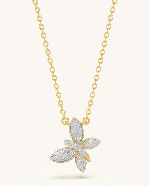 Butterfly necklace 925 sterling silver 18KT gold vermeil moissanite 