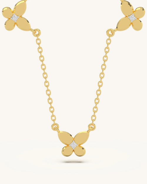 Gold butterfly necklace 925 sterling silver 18KT gold vermeil moissanite design