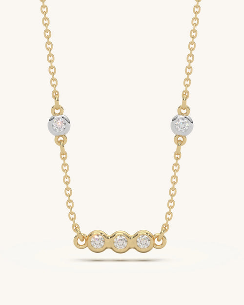 Simple diamond necklace 925 sterling silver 18KT gold vermeil round moissanite design