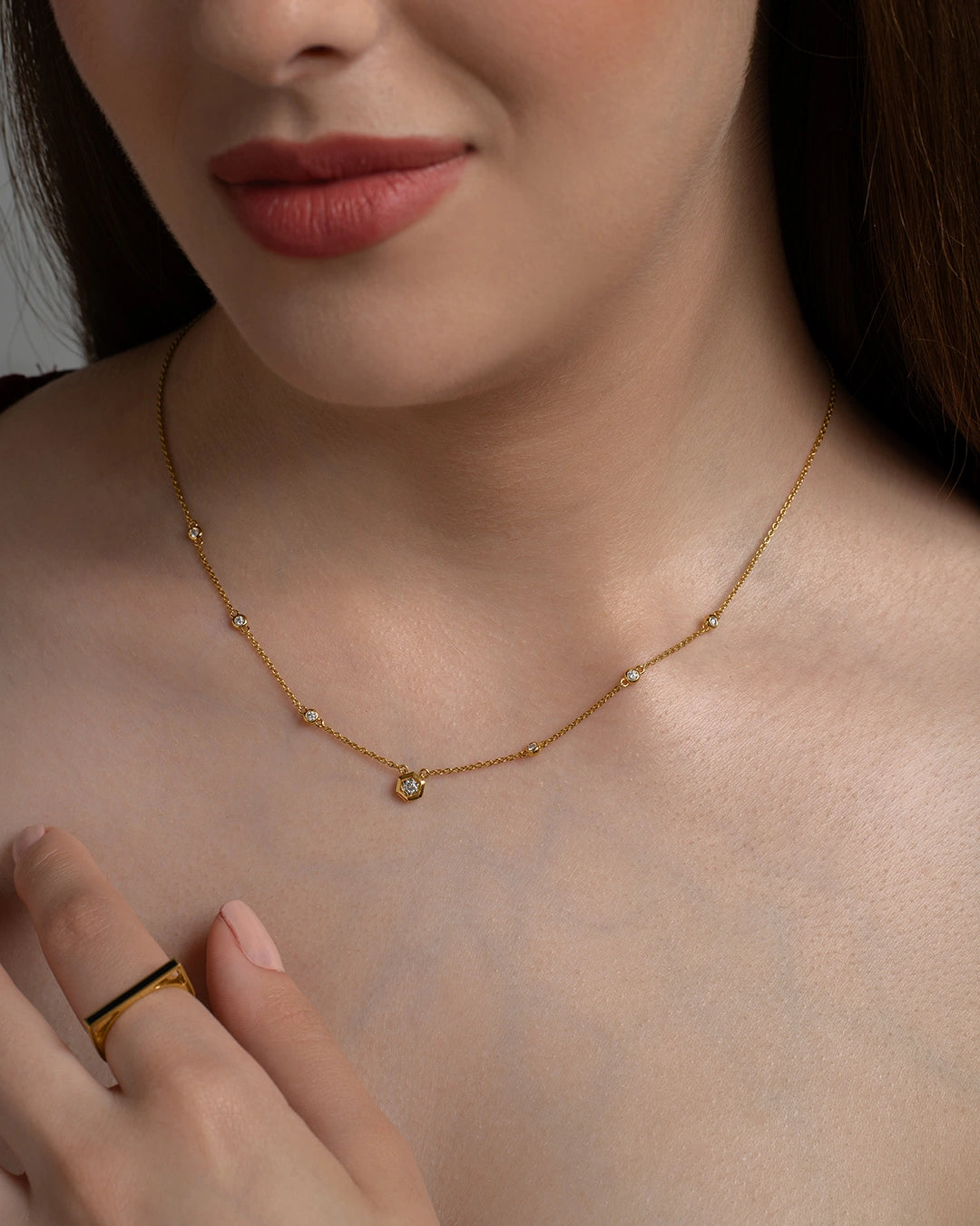 Hexagon Charm Necklace